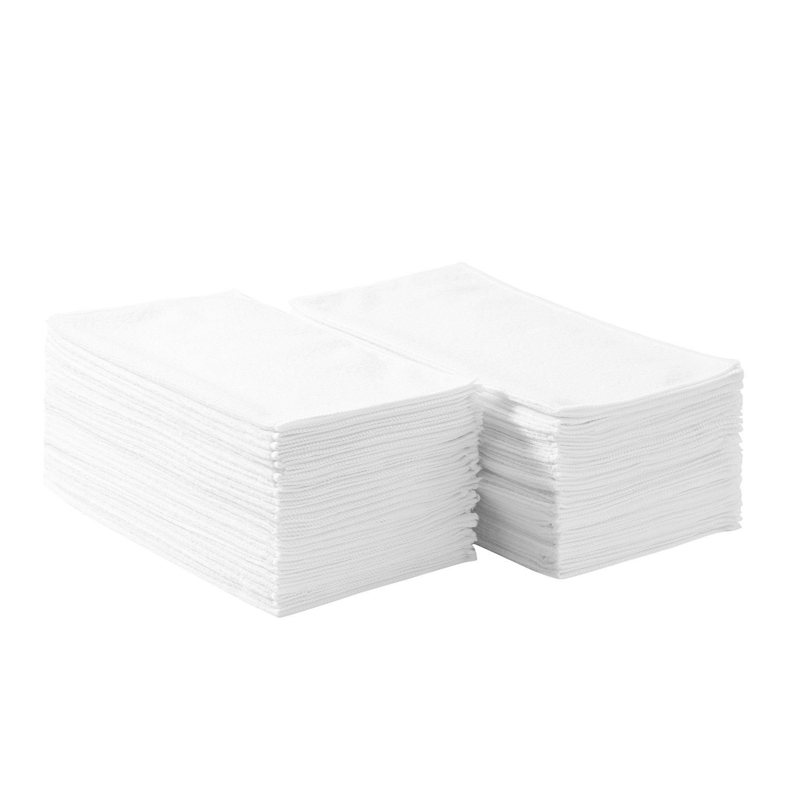 50 pack white microfiber cleaning cloth, 12 x 12 in premium microfiber towels, lint free and scratch free, absorbent cleaning rags for car, household, kitchen, window, spa, hotel & bathroom