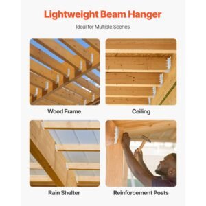 50 pcs joist hanger, inner dimensions 1.57 x 1.50 x 7.83 inch / 40 x 38 x 199 mm, rafter hurricane ties joist hangers with rustproof coating, tie brackets for floor deck and ceiling trusses