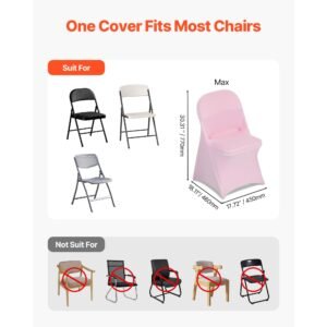 50 pcs pink chair covers, polyester spandex chair cover, stretch slipcovers for wedding party dining banquet flat front chair covers, fits chair measures up to 17.72 x 18.11 x 30.31 inch
