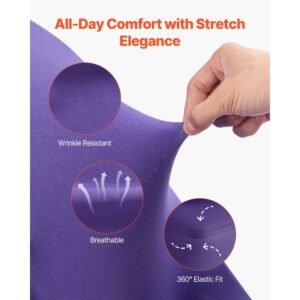 50 pcs purple chair covers, polyester spandex chair cover, stretch slipcovers for wedding party dining banquet flat front chair covers, fits chair measures up to 17.72 x 18.11 x 30.31 inch