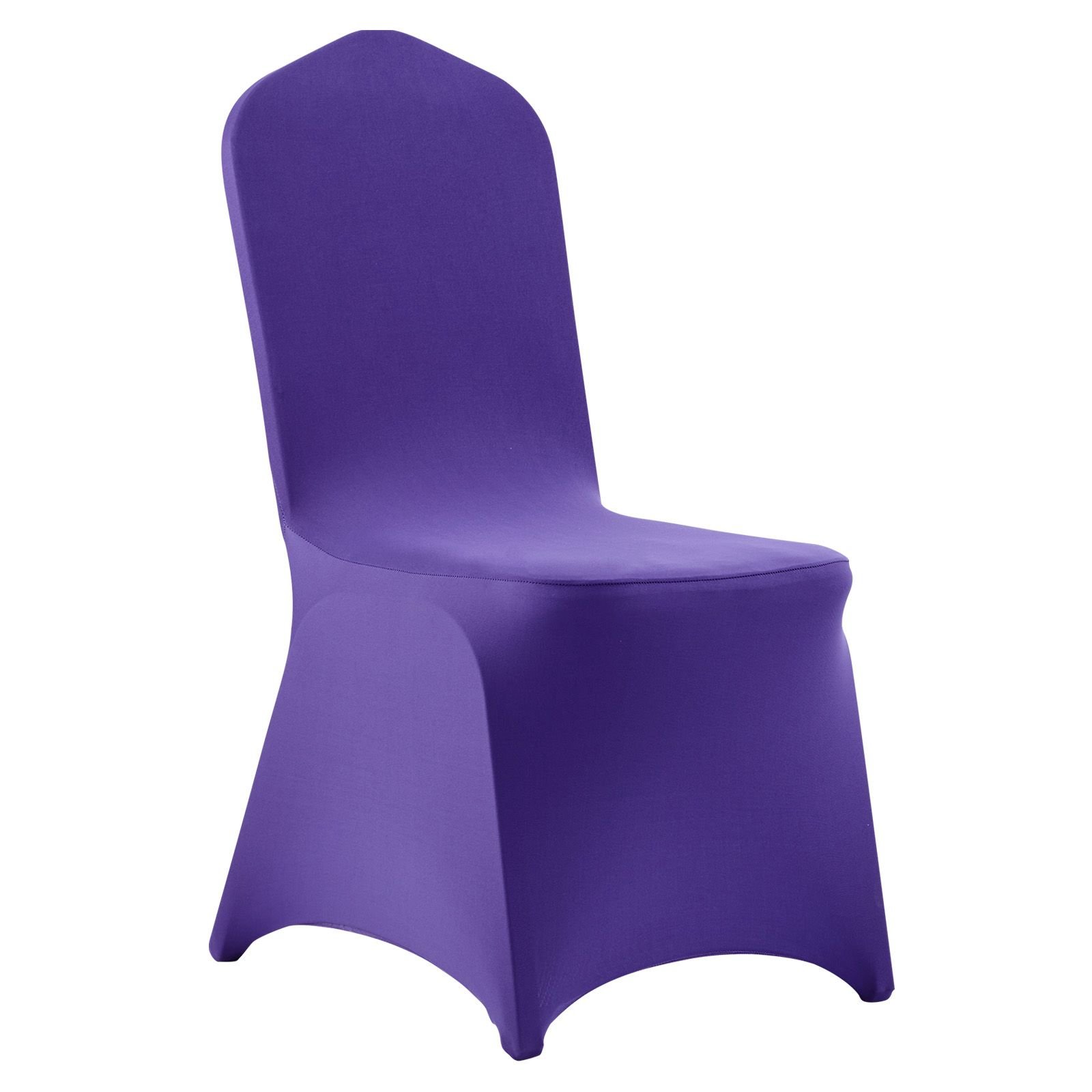 50 pcs purple chair covers, polyester spandex chair cover, stretch slipcovers for wedding party dining banquet flat front chair covers, fits chair measures up to 20.08 x 17.72 x 37.4 inch