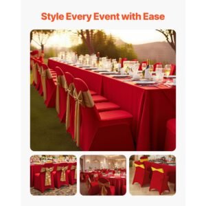 50 pcs red chair covers, polyester spandex chair cover, stretch slipcovers for wedding party dining banquet flat front chair covers, fits chair measures up to 17.72 x 18.11 x 30.31 inch