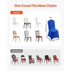 50 pcs royal blue chair covers, polyester spandex chair cover, stretch slipcovers for wedding party dining banquet flat front chair covers, fits chair measures up to 20.08 x 17.72 x 37.4 inch