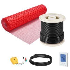 50 sqft Floor Heating Mat System, 120V Electric Radiant Heated Floor System, with Decoupling Membrane & Smart Control Thermostat & Alarm, Easy Installation for Tile, Stone, Vinyl