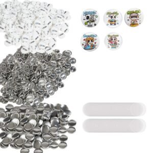 500 sets 1 inch 25mm pin back button parts, diy round button badge parts, set includes metal top, plastic/metal button, clear film, and blank paper for gifts presents, machine not included