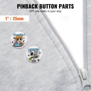 500 sets 1 inch 25mm pin back button parts, diy round button badge parts, set includes metal top, plastic/metal button, clear film, and blank paper for gifts presents, machine not included