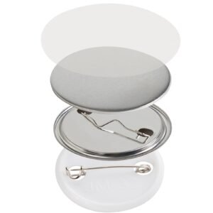 500 sets 1.25 inch 32mm pin back button parts, diy round button badge parts, set includes metal top, plastic/metal button, clear film, and blank paper for gifts presents, machine not included