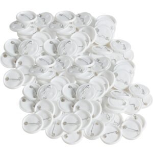 500 sets 1.25 inch 32mm pin back button parts, diy round button badge parts, set includes metal top, plastic/metal button, clear film, and blank paper for gifts presents, machine not included