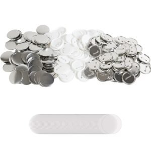 500 sets 2.25 inch 58mm pin back button parts, diy round button badge parts, set includes metal top, plastic/metal button, clear film, and blank paper for gifts presents, machine not included