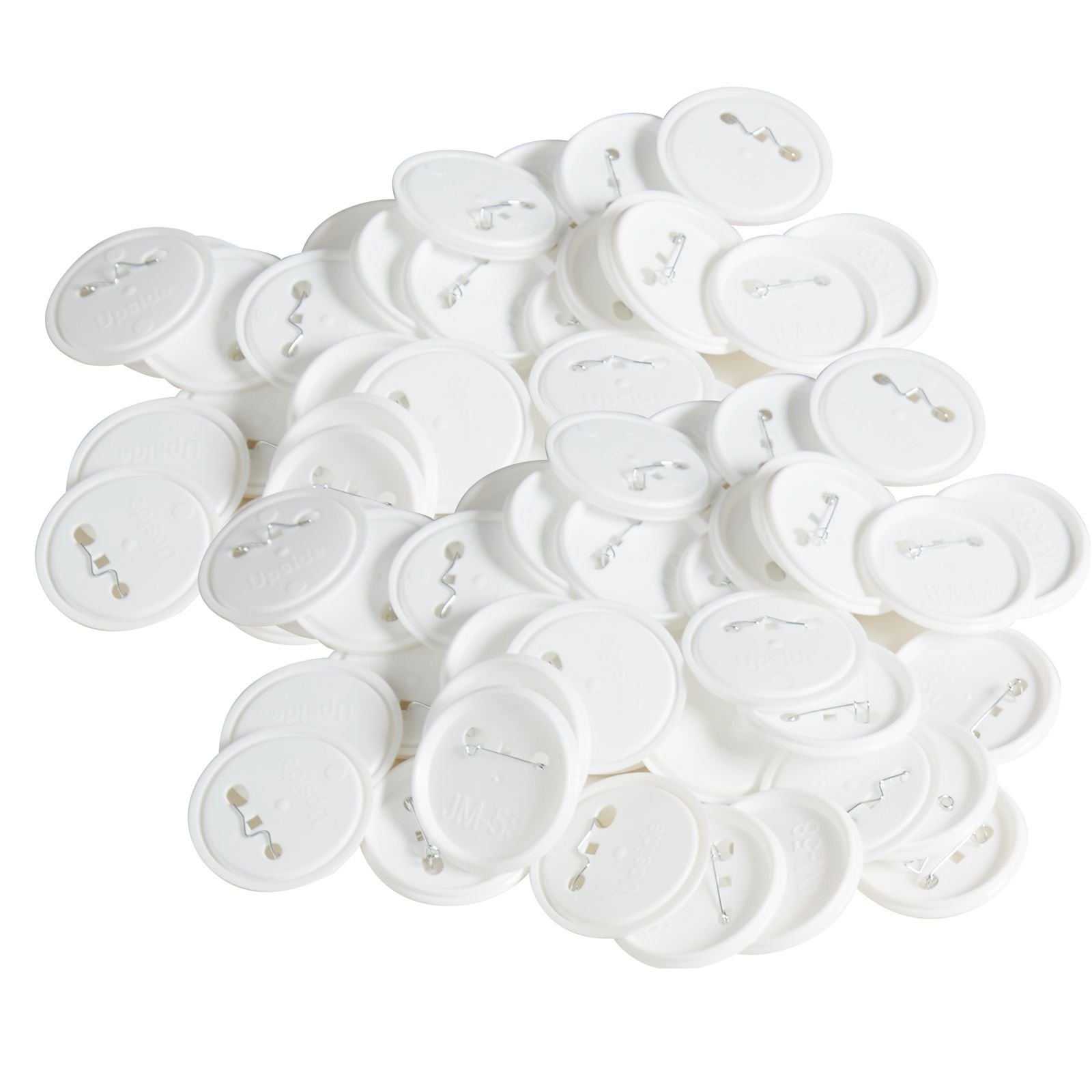 500 sets 2.25 inch 58mm pin back button parts, diy round button badge parts, set includes metal top, plastic/metal button, clear film, and blank paper for gifts presents, machine not included