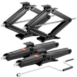 5000 lbs RV Scissor Jacks, 4-23.4 in RV Stabilizer Leveling Scissor Jacks, Set of 4, Heavy Duty Stabilizer Jack with Crank Handle, Socket and Bubble Levels, Not Easily Bent or Deformed