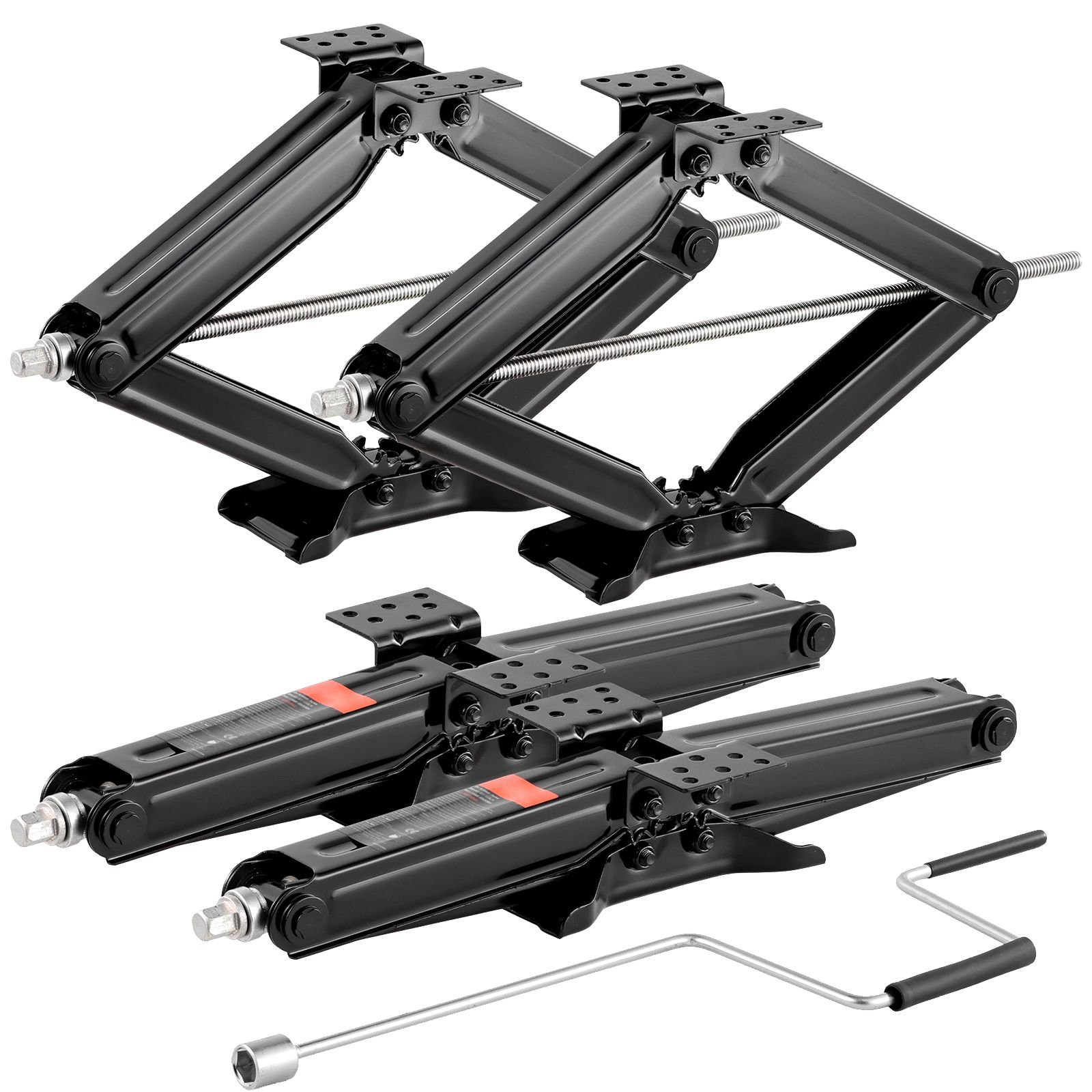 5000 lbs rv scissor jacks, 4 23.4 in rv stabilizer leveling scissor jacks, set of 4, heavy duty stabilizer jack with crank handle, socket and bubble levels, not easily bent or deformed