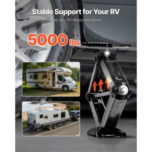 5000 lbs rv scissor jacks, 4 23.4 in rv stabilizer leveling scissor jacks, set of 4, heavy duty stabilizer jack with crank handle, socket and bubble levels, not easily bent or deformed