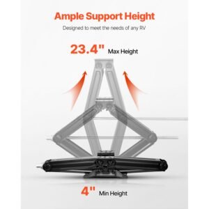 5000 lbs rv scissor jacks, 4 23.4 in rv stabilizer leveling scissor jacks, set of 4, heavy duty stabilizer jack with crank handle, socket and bubble levels, not easily bent or deformed