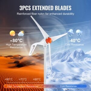 500w wind turbine generator with anemometer, 12v wind turbine kit, 3 blade wind power generator, mppt controller & adjustable windward direction, suitable for home, farm, rvs, boats