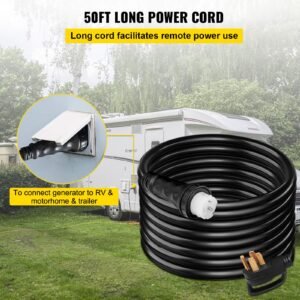 50ft generator power cord 50 amp 125/250 volt 14 50p to cs6364 locking connector