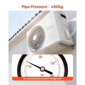 50ft mini split line set, 1/4' & 3/8' od ac copper tubing pipe, 3/8 white pe thickened insulated coil with flared nuts, strapping tapes, for mini split air conditioner hvac or heat pump system