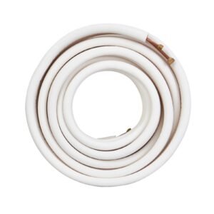 50ft mini split line set, 1/4" & 3/8" o.d copper pipes tubing and triple layer insulation, for mini split air conditioning refrigerant or heating pump equipment & hvac with wrapping strips.