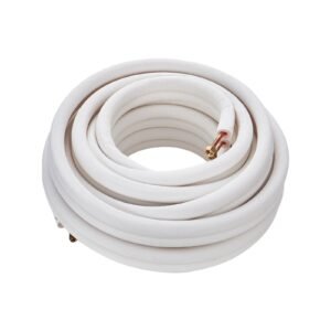 50ft mini split line set, 1/4" & 3/8" o.d copper pipes tubing and triple layer insulation, for mini split air conditioning refrigerant or heating pump equipment & hvac with wrapping strips.