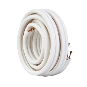50ft mini split line set, 1/4" & 3/8" o.d copper pipes tubing and triple layer insulation, for mini split air conditioning refrigerant or heating pump equipment & hvac with wrapping strips.