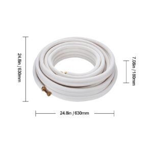 50ft mini split line set, 3/8" & 5/8" o.d copper pipes tubing and triple layer insulation, for mini split air conditioning refrigerant or heating pump equipment & hvac with wrapping strips.