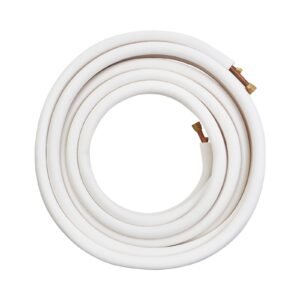 50ft mini split line set, 3/8" & 5/8" o.d copper pipes tubing and triple layer insulation, for mini split air conditioning refrigerant or heating pump equipment & hvac with wrapping strips.