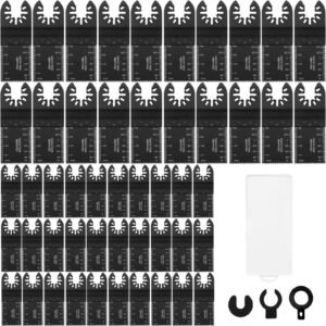 50pcs oscillating saw blades, universal quick release oscillating saw blades, multitool tool blades for wood plastic aluminum, fit dewalt bosch milwaukee hitachi chicago craftsman