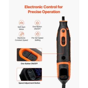 51 piece rotary tool kit, 200w mini power rotary tool corded, 8000 40000rpm multi purpose diy tools with universal chuck for engraving, sanding, grinding, polishing, cutting, diy crafts