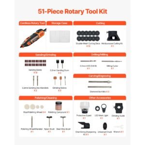51 piece rotary tool kit, 200w mini power rotary tool corded, 8000 40000rpm multi purpose diy tools with universal chuck for engraving, sanding, grinding, polishing, cutting, diy crafts