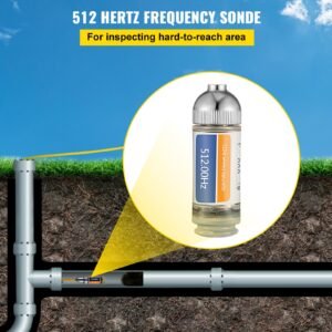 512hz sonde 8/5" and 1/4 20" connectors rigid drain locator for locating & detecting small sewer & pipelines, silver