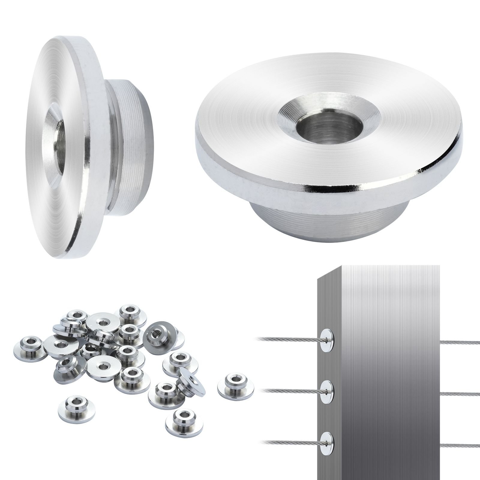 51pack cable railing kit 1/8" wheel protector sleeves, bundle with black invisible 1/8" swage tensioner and terminal, cable railing post safeguard covers for 0.41inch horizontal hole post