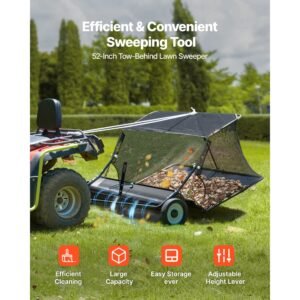 52 in tow behind lawn sweeper 26 cuft large yard sweeper adjustable sweeping height heavy duty leaf grass collector with dumping rope pull behind sweepers for debris grass clippings 4.jpg