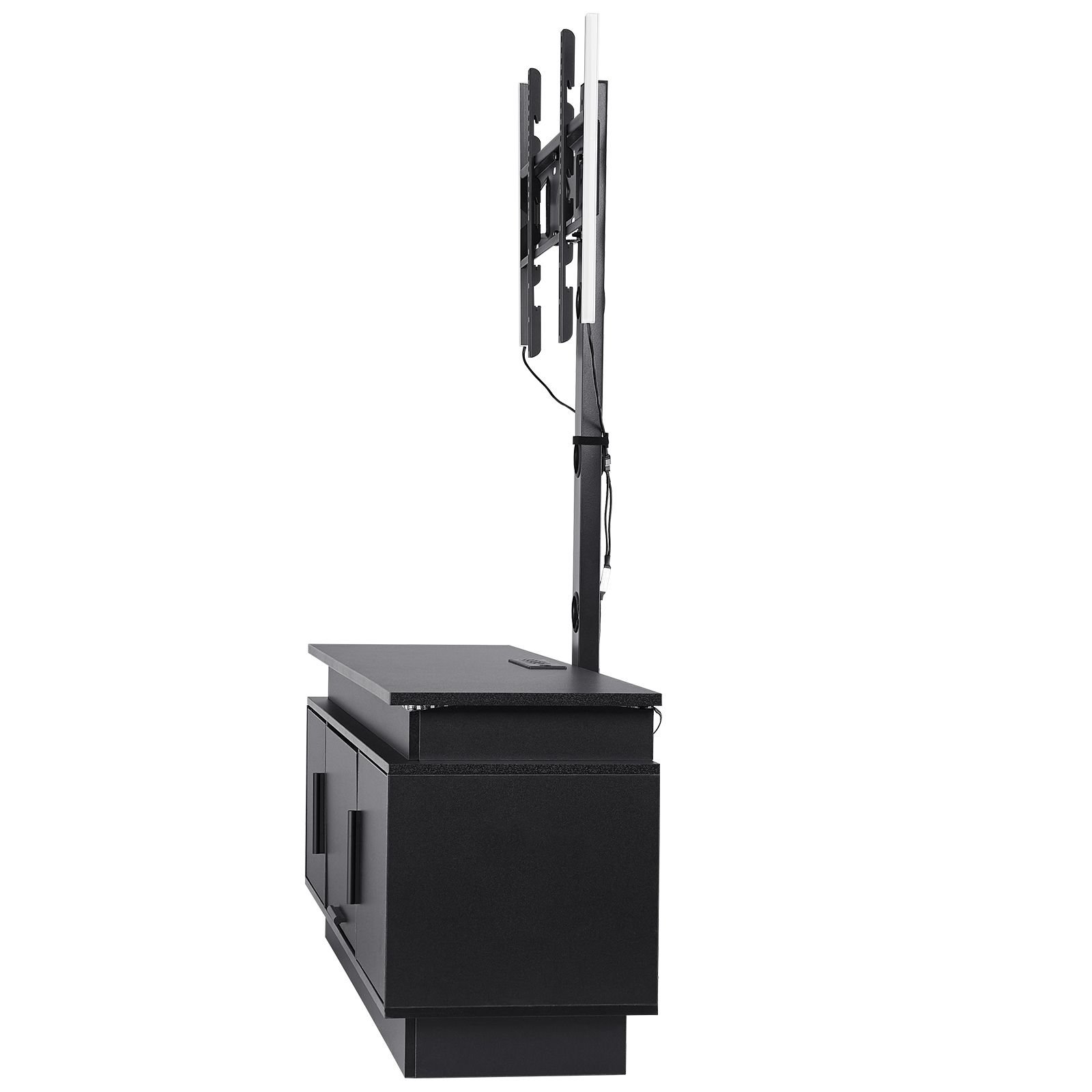 52" tv stand with mount for up to 75 in tvs, entertainment center with power outlet & led lights, height adjustable tv console with mount with 3 tiers storage cabinets for bedroom, living room