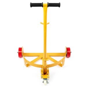 55 gallon drum dolly, 1200 lbs load capacity, barrel dolly cart drum caddy round dolly steel low profile, heavy duty steel frame with adjustable handle 3 wheels, for workshop factory warehouse