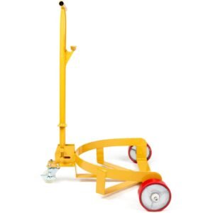 55 gallon drum dolly, 1200 lbs load capacity, barrel dolly cart drum caddy round dolly steel low profile, heavy duty steel frame with adjustable handle 3 wheels, for workshop factory warehouse