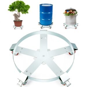 55 Gallon Heavy Duty Drum Dolly, 1250lbs Load Capacity, Barrel Dolly Cart Drum Caddy, Non Tipping Hand Truck Capacity Dollies with Steel Frame 5 Swivel Casters Wheel, for Warehouse Drum Handling