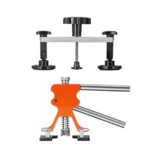 56 pcs dent removal kit, paintless dent repair kit with golden lifter, bridge puller, car dent puller with puller tabs, hot glue gun for auto body dents, hail damage, door ding