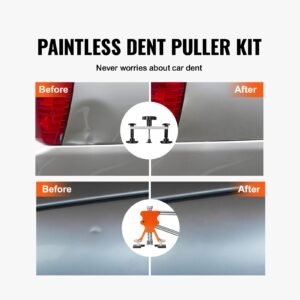 56 pcs dent removal kit, paintless dent repair kit with golden lifter, bridge puller, car dent puller with puller tabs, hot glue gun for auto body dents, hail damage, door ding