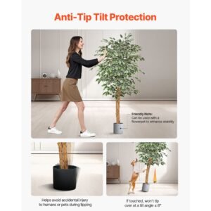 5ft artificial ficus tree with black pot, tall faux ficus plant with natural wood trunk and realistic green leaves, indoor fake silk tree for home, office, living room, or corner décor