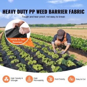 5ftx250ft premium heavy duty weed barrier landscape fabric, 5oz woven geotextile fabric under gravel, high permeability for weed blocker weed mat, driveway fabric, weed control garden cloth