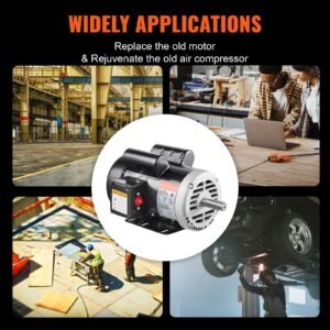 5hp air compressor electric motor, 230v 25 amps, 56hz frame 3450rpm, 7/8" keyed shaft, 2.25" shaft length, single phase, ccw/cw (factory setting is ccw)
