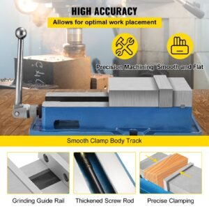 6'' accu lock vise for precision, milling vice with 6 inch jaw for drill press, milling & drilling bench clamp vice