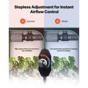 6" air filtration kit, 180 cfm inline duct fan with speed controller, carbon filter & ducting ventilation system for heating cooling booster, grow tents, hydroponics