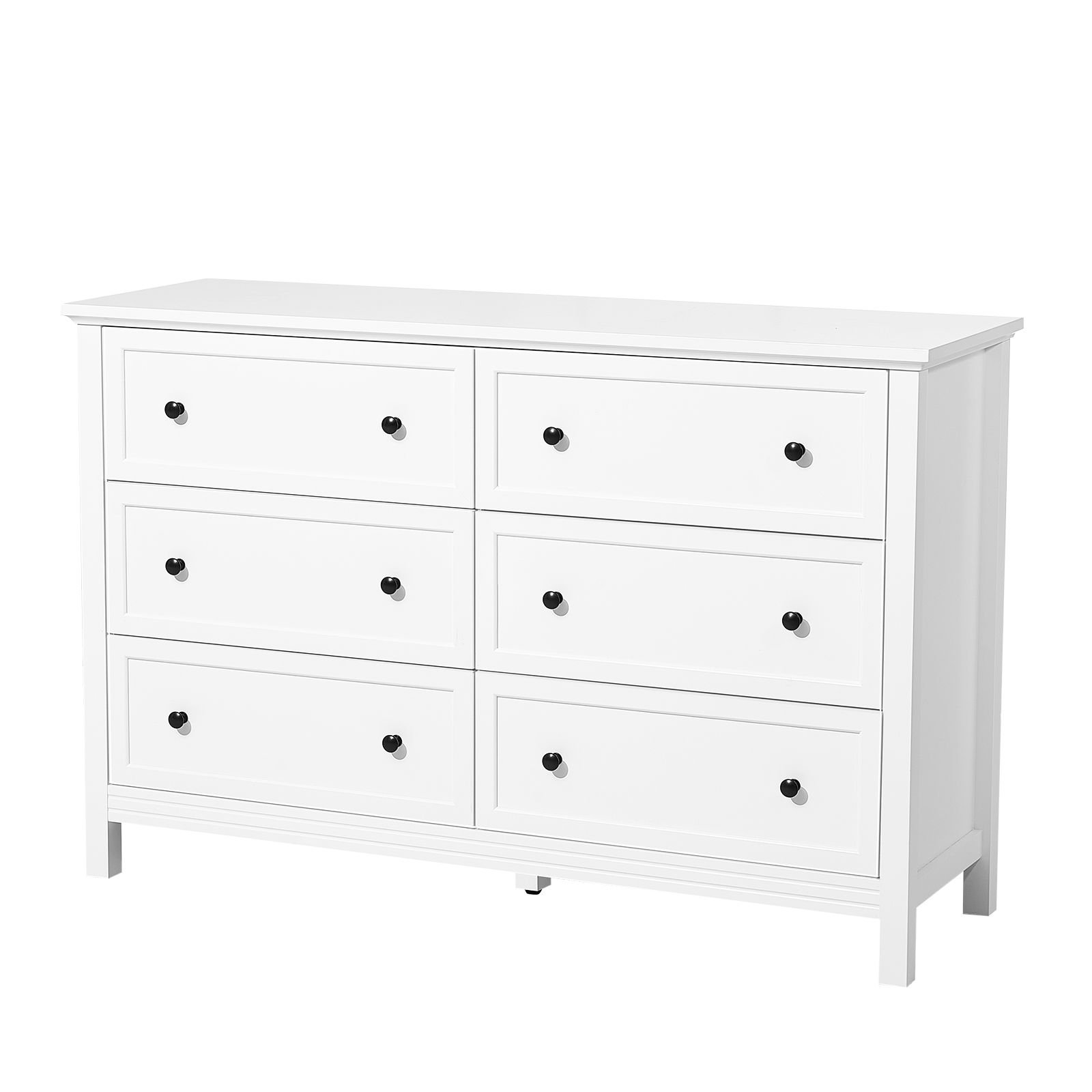 6 drawer dresser, wooden chest of drawers with sliding and anti tip device, retro minimalist dresser chest, closet storage tv stand organizer for living room, hallway, bedroom, entryway, white
