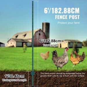 6 feet fence post, 10 pack u channel heavy duty metal fence posts, sturdy steel fence stakes for garden yard, lawn, farms and outdoor wire fencing, green