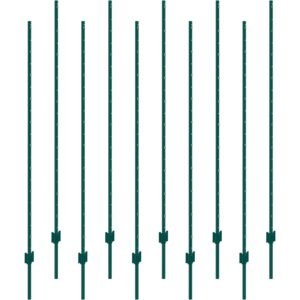 6 Feet Fence Post, 10 Pack U-Channel Heavy Duty Metal Fence Posts, Sturdy Steel Fence Stakes for Garden Yard, Lawn, Farms and Outdoor Wire Fencing, Green