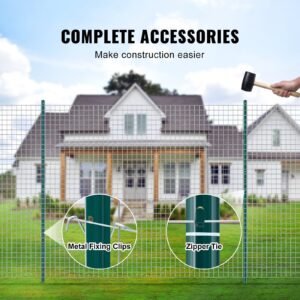 6 feet fence post, 10 pack u channel heavy duty metal fence posts, sturdy steel fence stakes for garden yard, lawn, farms and outdoor wire fencing, green