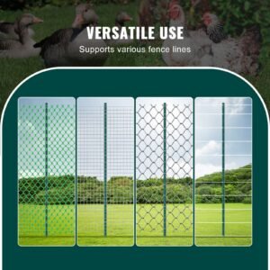 6 feet fence post, 10 pack u channel heavy duty metal fence posts, sturdy steel fence stakes for garden yard, lawn, farms and outdoor wire fencing, green