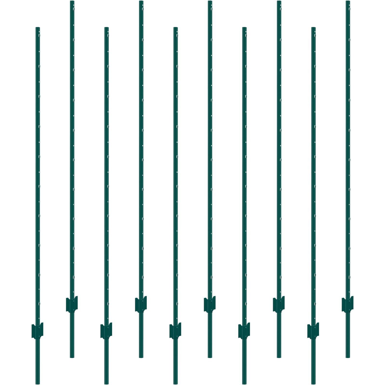 6 feet fence post, 10 pack u channel heavy duty metal fence posts, sturdy steel fence stakes for garden yard, lawn, farms and outdoor wire fencing, green
