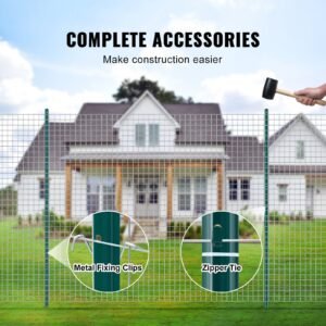 6 feet fence post, 6 pack u channel heavy duty metal fence posts, sturdy steel fence stakes for garden yard, lawn, farms and outdoor wire fencing, green